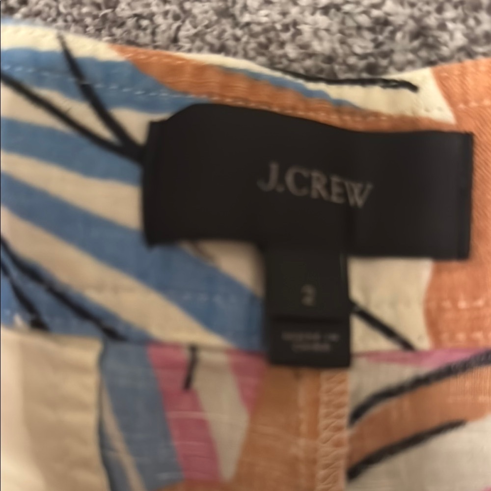 J. Crew Orange and Blue Linen Shorts Vibrant Pattern - Picture 6 of 6